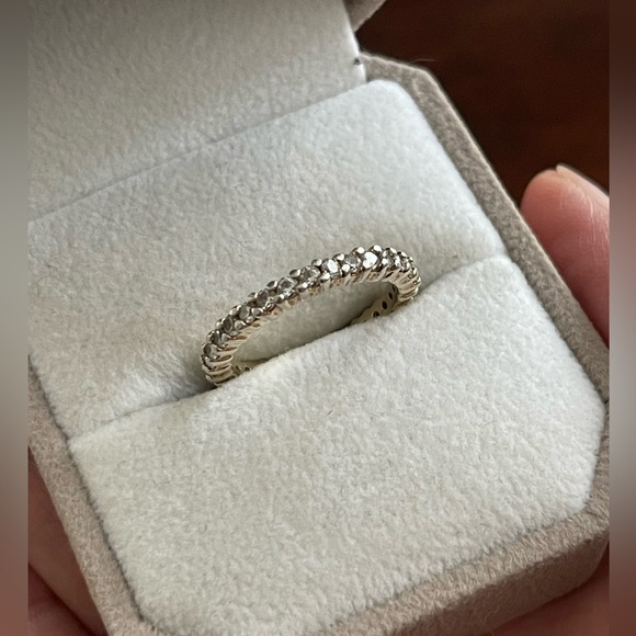 Cubic zirconia gold plated solid sterling silver size 7.0 eternity ring - Picture 5 of 11